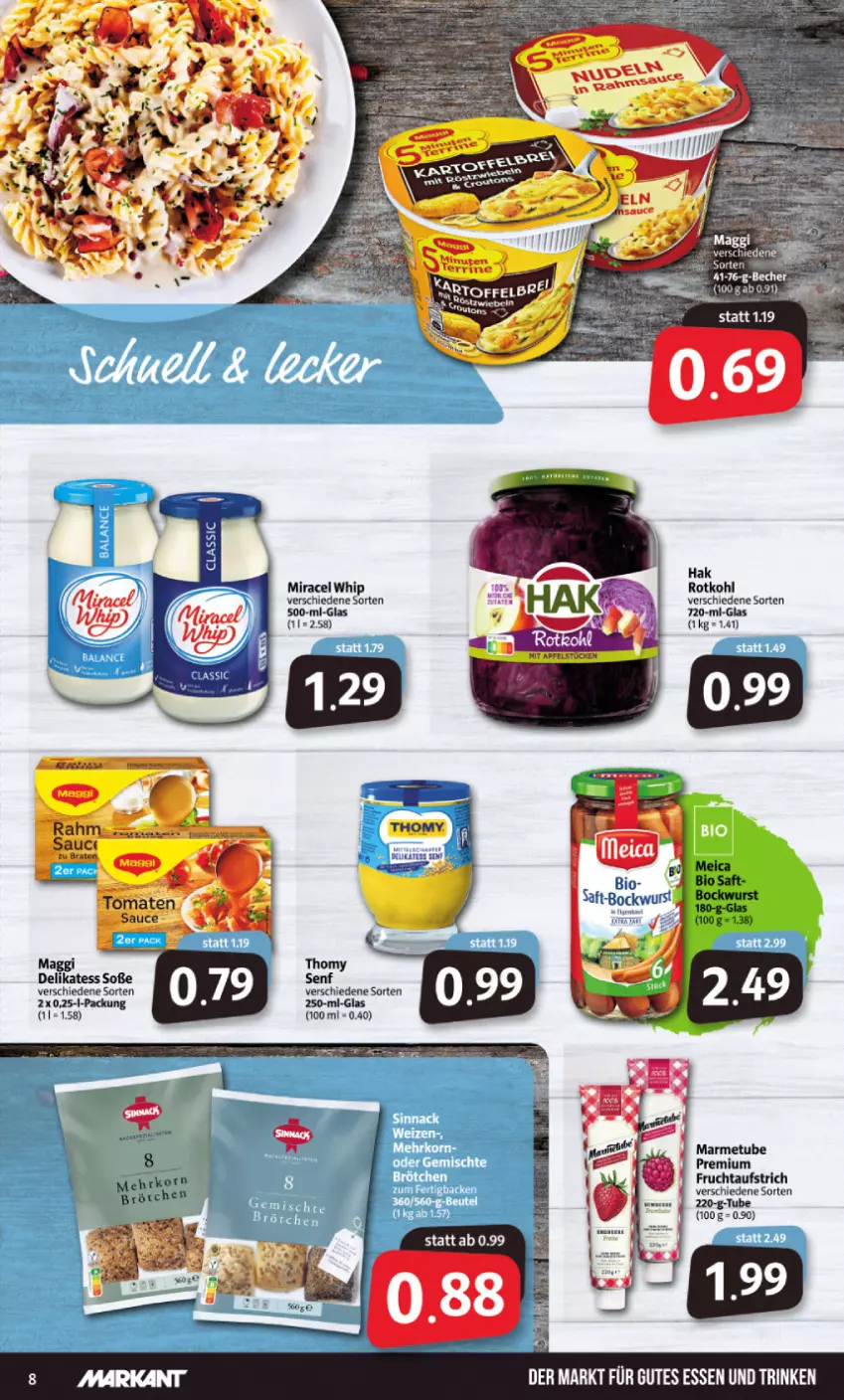 Aktueller Prospekt Markant - Prospekte - von 21.02 bis 26.02.2022 - strona 8 - produkty: aufstrich, frucht, fruchtaufstrich, gutes essen, miracel, miracel whip, rotkohl