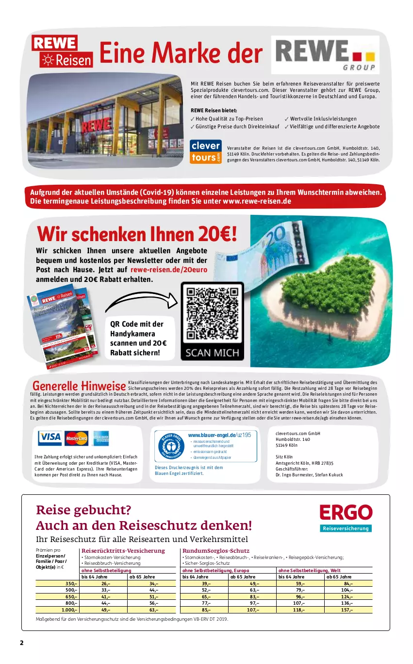 Aktueller Prospekt Rewe Reisen - Reiseprospekt - von 26.08 bis 30.09.2022 - strona 2 - produkty: alpro, angebot, angebote, auer, buch, drucker, eier, eis, elle, Engel, erde, gin, Handy, inklusivleistungen, kamera, kerze, LG, mastercard, papier, reis, reiseveranstalter, rel, ring, Spezi, Ti, top-preis, uhr, vita