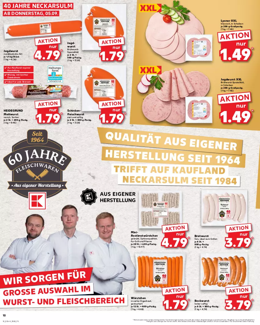 Aktueller Prospekt Kaufland - Extra-Angebote - von 05.09 bis 11.09.2024 - strona 10 - produkty: angebot, bockwurst, bratwurst, brot, Brühwurst, eis, fleisch, fleischwurst, für grill und pfanne, grill, grill und pfanne, ideal zum grillen, jagdwurst, lyoner, Mett, mettwurst, pfanne, saft, schinken, schinkenfleischwurst, Spezi, spitzenqualität, Ti, und pfanne, wurst, würstchen, Yo, ZTE, zwiebel, zwiebeln