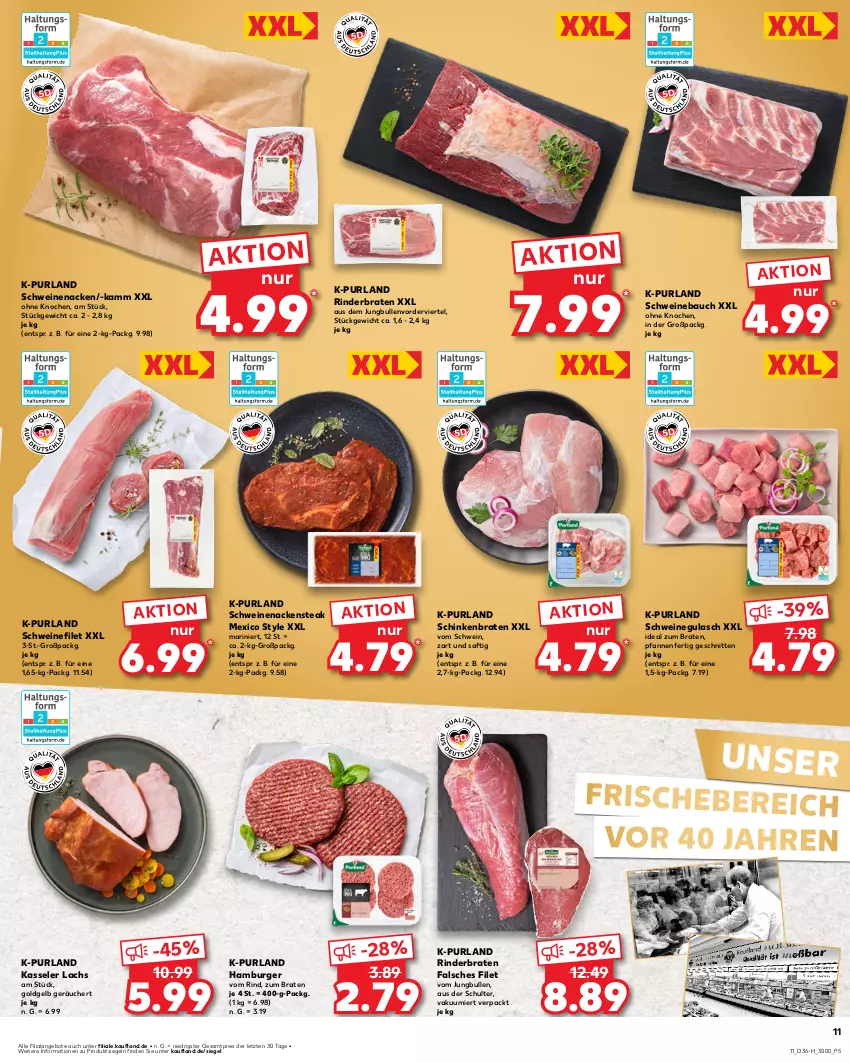 Aktueller Prospekt Kaufland - Extra-Angebote - von 05.09 bis 11.09.2024 - strona 11 - produkty: angebot, angebote, Bau, braten, burger, eis, Falsches Filet, filet, gulasch, hamburger, ideal zum braten, jungbullen, kasseler, lachs, Nackensteak, pfanne, pfannen, purland, reis, rind, rinder, rinderbraten, saft, schinken, schinkenbraten, schnitten, schwein, schweine, Schweinebauch, schweinefilet, schweinegulasch, schweinenacken, steak, Ti, wein, weine, ZTE