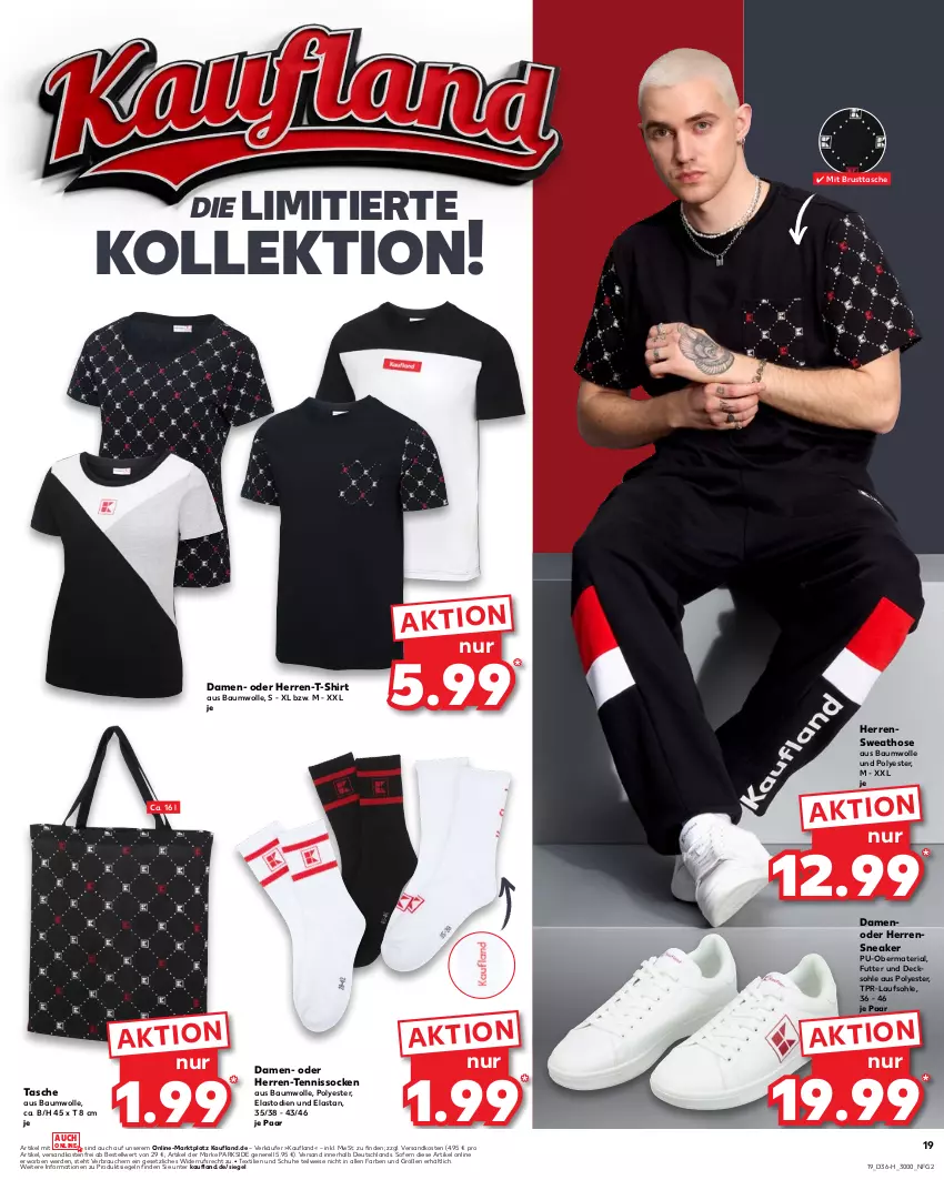 Aktueller Prospekt Kaufland - Extra-Angebote - von 05.09 bis 11.09.2024 - strona 19 - produkty: Bau, baumwolle, decksohle, eis, erde, herren-t-shirt, hose, ndk, Parkside, Rauch, rel, Ria, schuhe, shirt, sneaker, socken, Sweathose, T-Shirt, Tasche, Ti, versandkostenfrei, wolle