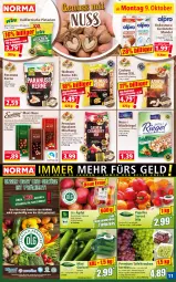 Gazetka promocyjna Norma - Norma - Gazetka - ważna od 16.10 do 16.10.2023 - strona 11 - produkty: beutel, bio, Cashew, cranberry, eis, erde, früchte, gurke, gurken, haselnuss, honig, knacker, kokos, kokosnuss, LG, mac, mandel, mandeln, milch, müsli, natur, nuss, Nussknacker, obst, Obst und Gemüse, paprika, pistazien, reis, rel, riegel, saft, salz, schoko, schokolade, tafeltrauben, Ti, tiefpreis, tisch, trauben, und gemüse, vollmilch, walnuss, Walnuss Kerne, Zartbitterschokolade, zucker