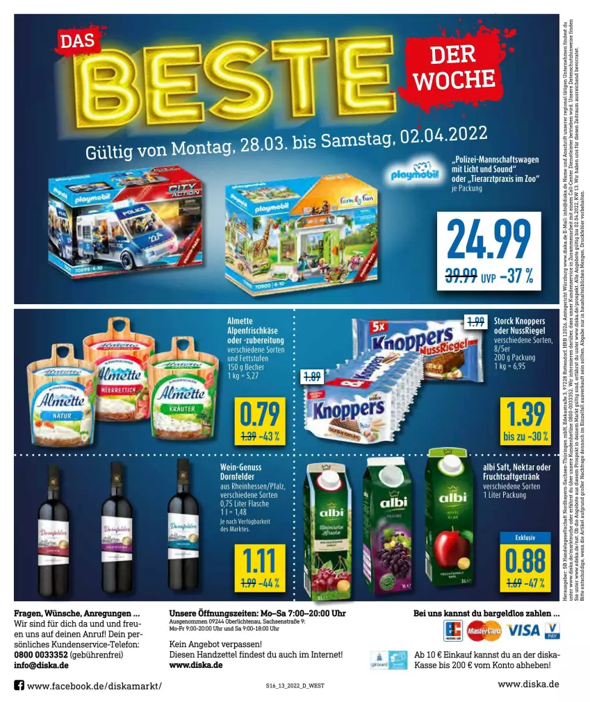 Aktueller Prospekt Diska - Prospekte - von 28.03 bis 02.04.2022 - strona 16 - produkty: angebot, angebote, Astra, deka, dornfelder, eis, ente, flasche, frucht, fruchtsaft, fruchtsaftgetränk, getränk, Nektar, nuss, nussriegel, riegel, ring, sac, saft, tee, telefon, Ti, uhr, wein