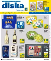 Gazetka promocyjna Diska - Prospekte - Gazetka - ważna od 02.04 do 02.04.2022 - strona 1 - produkty: aktionspreis, alkohol, angebot, angebote, bier, bratwurst, butter, darbo, darboven, eilles gourmet, eis, eisbergsalat, flasche, fleisch, freixenet, gin, kaffee, Kartenspiel, landliebe, oettinger, pils, radler, reis, salat, schwein, sekt, Streichzart, Ti, wein, wurst