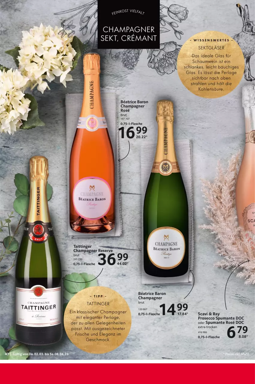 Aktueller Prospekt Selgros - Feinkost Ostern - von 02.03 bis 08.04.2023 - strona 40 - produkty: Bau, brut, champagne, champagner, ecco, flasche, Gläser, mac, perla, prosecco, puma, sekt, spumante, Ti, wein