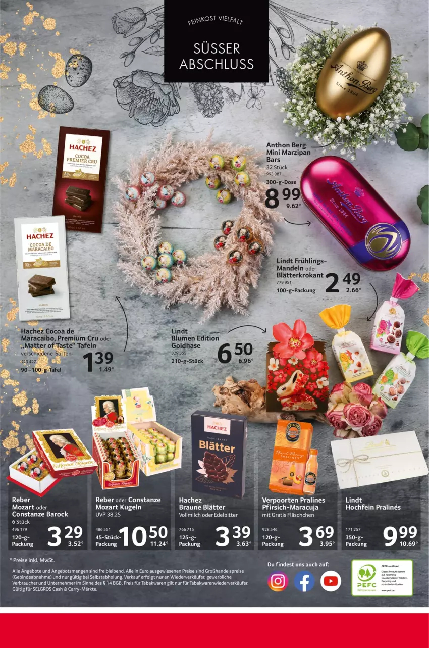 Aktueller Prospekt Selgros - Feinkost Ostern - von 02.03 bis 08.04.2023 - strona 48 - produkty: angebot, angebote, braun, eis, Kugel, LG, lindt, mandel, mandeln, maracuja, milch, pfirsich, Rauch, reis, Ti, verpoorten, vollmilch