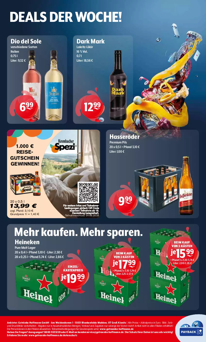 Aktueller Prospekt Getraenke Hoffmann - Prospekte - von 19.05 bis 24.05.2025 - strona 8 - produkty: abholpreise, eis, getränk, getränke, gewinnspiel, gutschein, hasseröder, heineken, Lakritz, likör, pils, premium pils, reis, Spiele, Ti
