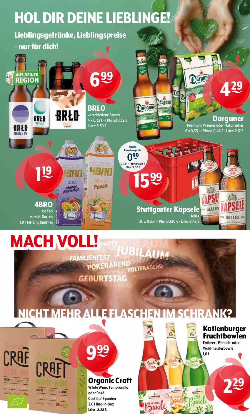 Aktueller Prospekt Getraenke Hoffmann - Prospekte - von 19.05 bis 24.05.2025 - strona 9 - produkty: asti, bag-in-box, bowle, BRLO, burger, eis, elle, flasche, frucht, getränk, getränke, ice tea, katlenburger, mac, Meister, natur, Organic Craft, pils, pilsener, premium pils, radler, reis, Schrank, tempranillo, Ti, waldmeister