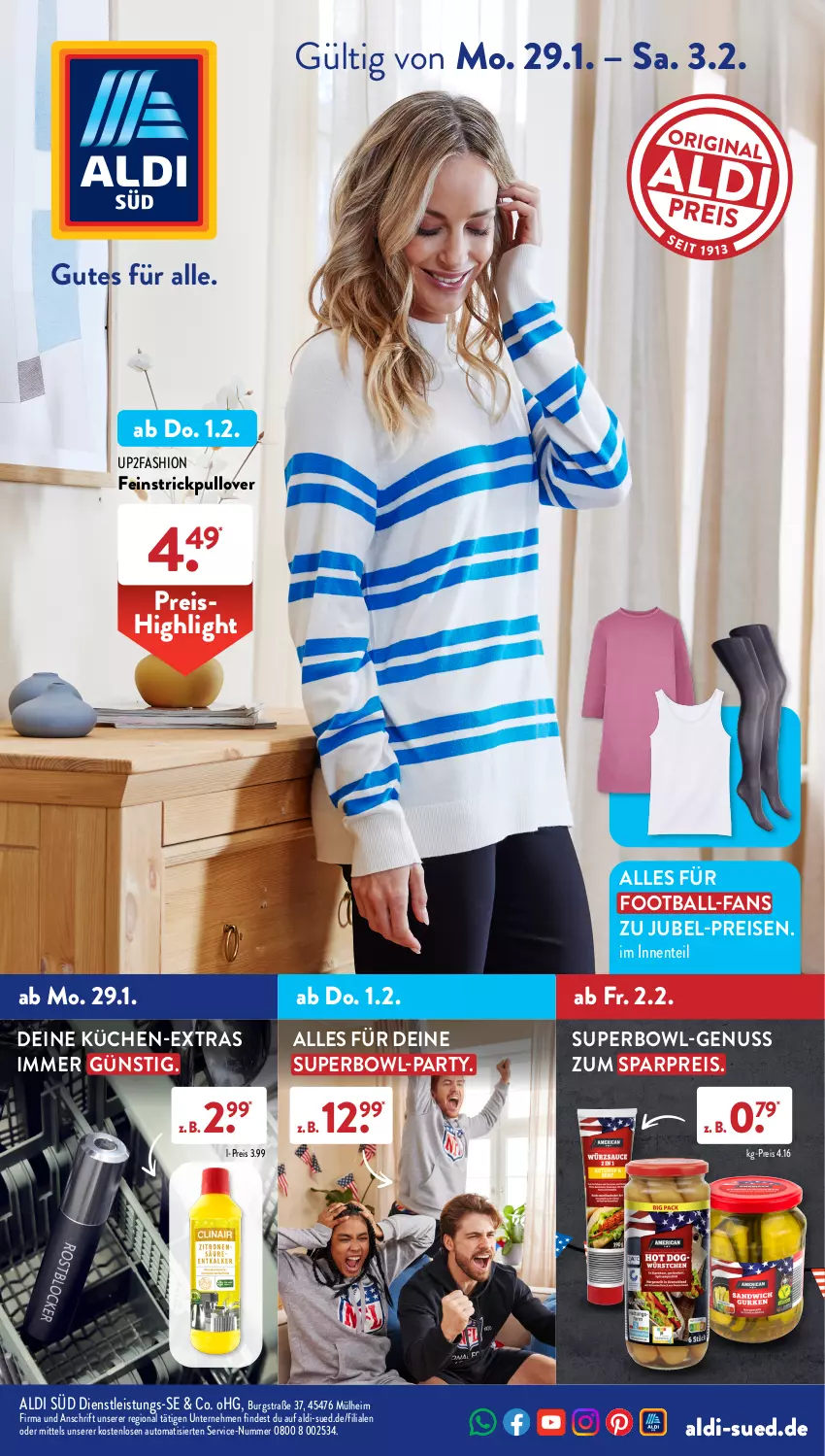 Aktueller Prospekt AldiSud - IN ZWEI WOCHEN - von 29.01 bis 03.02.2024 - strona 1 - produkty: aldi, auto, ball, eis, ente, jubel-preis, küche, Küchen, nuss, Pullover, reis, Ti, up2fashion