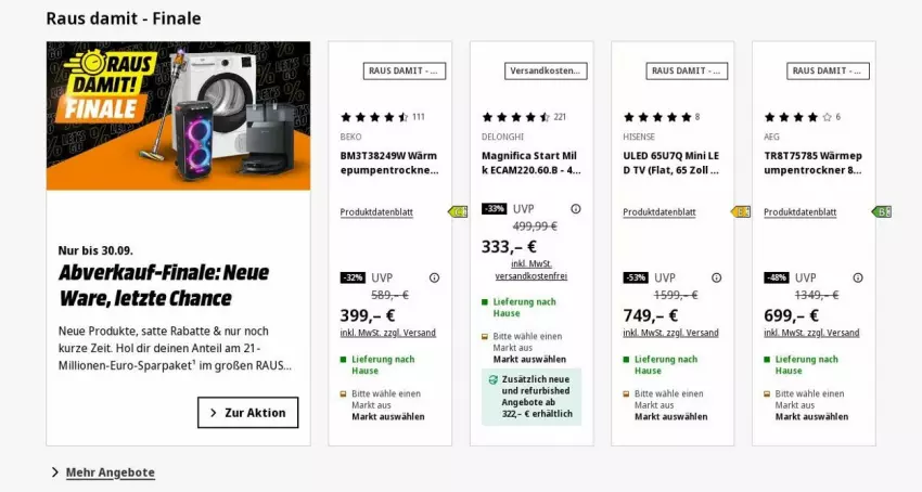 Aktueller Prospekt Saturn - Prospekte - von 22.09 bis 01.10.2025 - strona 1 - produkty: aeg, angebot, angebote, beko, delonghi, hisense, lion, ndk, Ti, Trockner, versandkostenfrei, ZTE