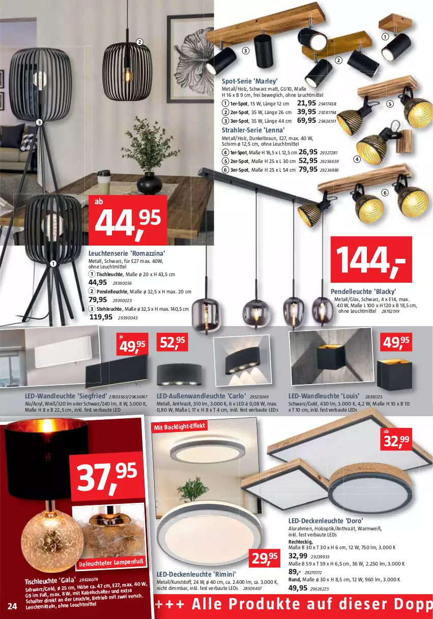 Aktueller Prospekt Bauhaus - Prospekte - von 29.10 bis 03.12.2022 - strona 24 - produkty: arlo, Bau, braun, decke, deckenleuchte, dell, elle, Holz, lack, Lampe, led-deckenleuchte, leds, Leuchte, leuchten, Leuchtenserie, leuchtmittel, Pendelleuchte, Schal, stehleuchte, tee, Ti, tisch, tischleuchte