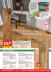 Gazetka promocyjna Bauhaus - Prospekte - Gazetka - ważna od 03.12 do 03.12.2022 - strona 16 - produkty: aqua, buch, elle, Fertigparkett, Germ, lack, landhausdiele, Palette, Schal, telefon, Ti, wasser