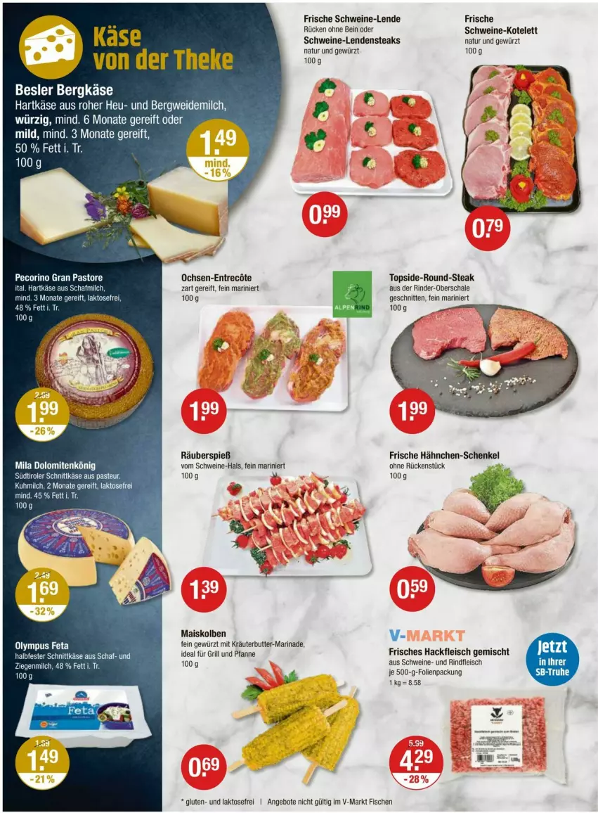 Aktueller Prospekt Vmarkt - Prospekte - von 25.04 bis 01.05.2024 - strona 2 - produkty: angebot, angebote, Bergkäse, butter, eis, feta, fisch, fische, fleisch, Frische Hähnchen, für grill und pfanne, gewürz, grill, grill und pfanne, hackfleisch, hackfleisch gemischt, hähnchen-schenkel, halbfester schnittkäse, hartkäse, henkel, Heu, ideal für grill, ideal für grill und pfanne, Käse, kotelett, kräuter, kräuterbutter, mais, marinade, milch, natur, Pecorino, pfanne, rind, rinder, rindfleisch, Schal, Schale, schenkel, schnitten, schnittkäse, schwein, schweine, steak, steaks, südtiroler, Ti, und pfanne, weidemilch, wein, weine