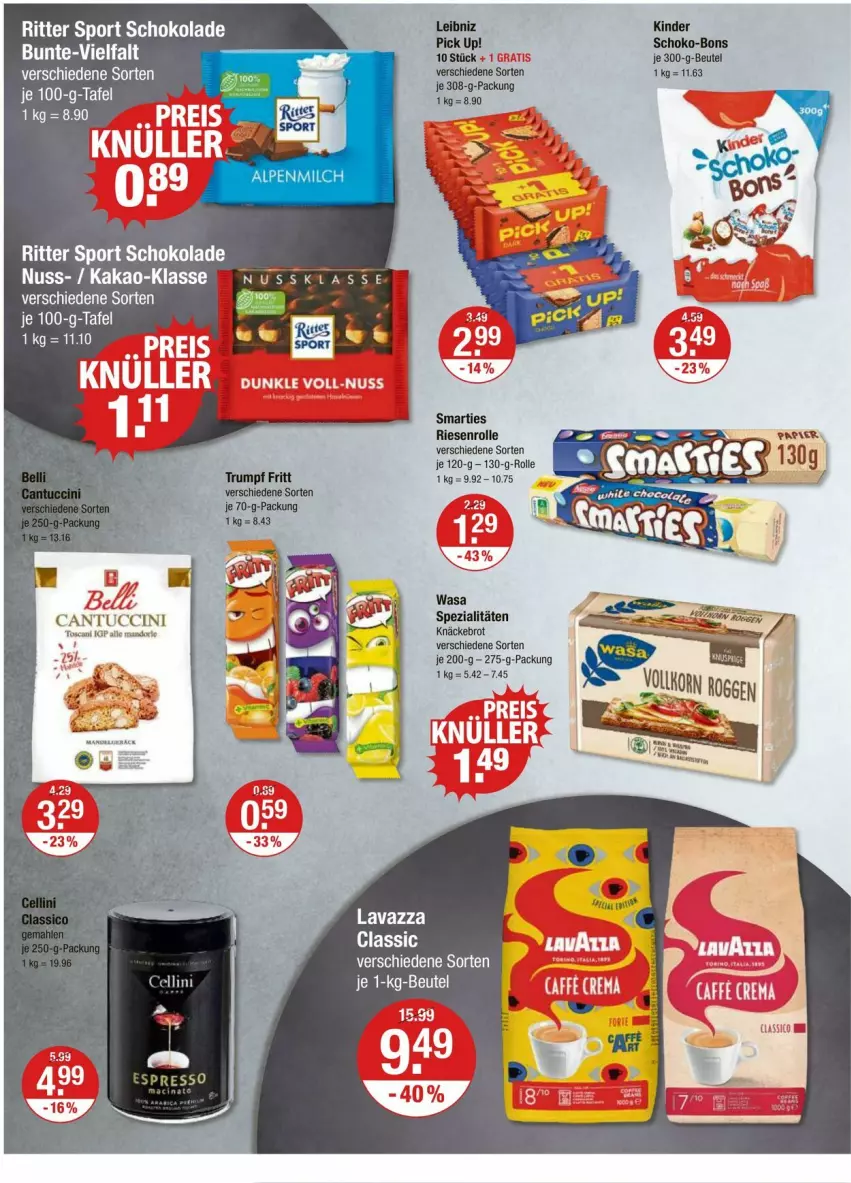 Aktueller Prospekt Vmarkt - Prospekte - von 25.04 bis 01.05.2024 - strona 8 - produkty: beutel, brot, espresso, Kinder, knäckebrot, lavazza, leibniz, Pick Up!, ritter, ritter sport, schoko, schoko-bons, schokolade, smarties, Spezi, Sport, Ti, wasa