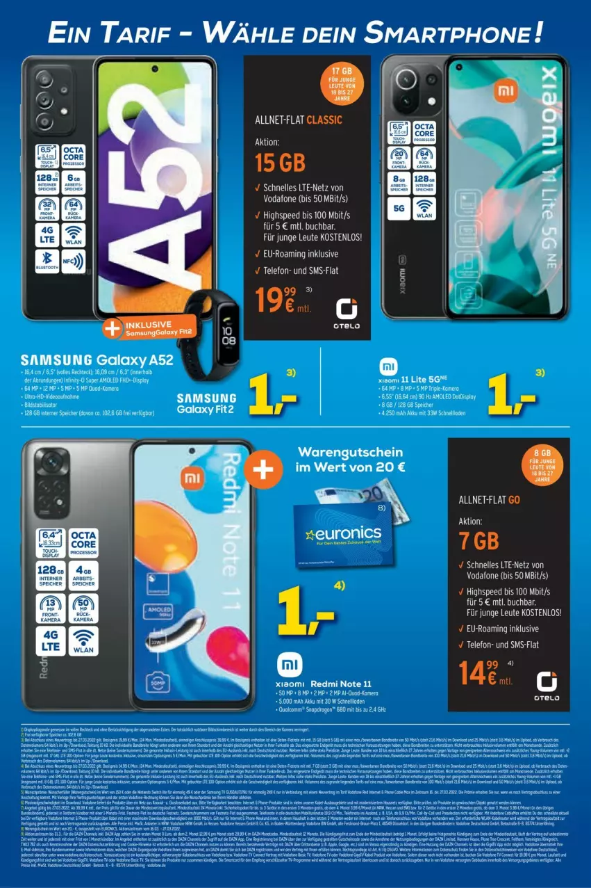 Aktueller Prospekt Euronics - Prospekte - von 16.03 bis 23.03.2022 - strona 10 - produkty: akku, buch, gutschein, Samsung, samsung galaxy, Samsung Galaxy A, smartphone, spee, telefon, vodafone