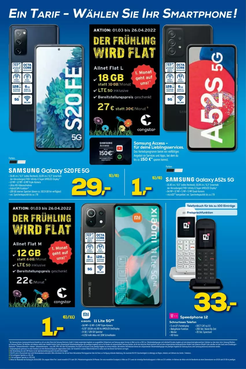 Aktueller Prospekt Euronics - Prospekte - von 16.03 bis 23.03.2022 - strona 6 - produkty: ACC, akku, allnet flat, buch, congstar, eis, elle, reis, Samsung, samsung galaxy, Samsung Galaxy A, Samsung Galaxy S, Samsung Galaxy S20, Schnurloses Telefon, sim, smartphone, spee, telefon, Ti, weck