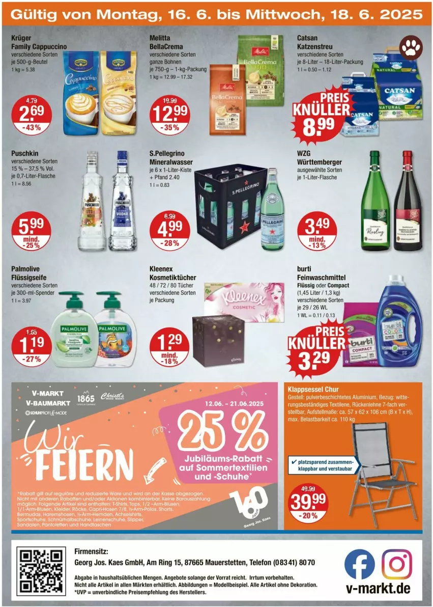 Aktueller Prospekt Vmarkt - Prospekte - von 12.06 bis 18.06.2025 - strona 24 - produkty: alle artikel ohne dekoration, Alwa, angebot, angebote, auer, Berger, burti, dekoration, dell, eis, elle, feinwaschmittel, flasche, flüssigseife, je 1-liter-flasche, kaes, kosmetik, Kosmetiktücher, mineralwasser, Mode, olive, palmolive, ring, Seife, telefon, Ti, tücher, waschmittel, wasser