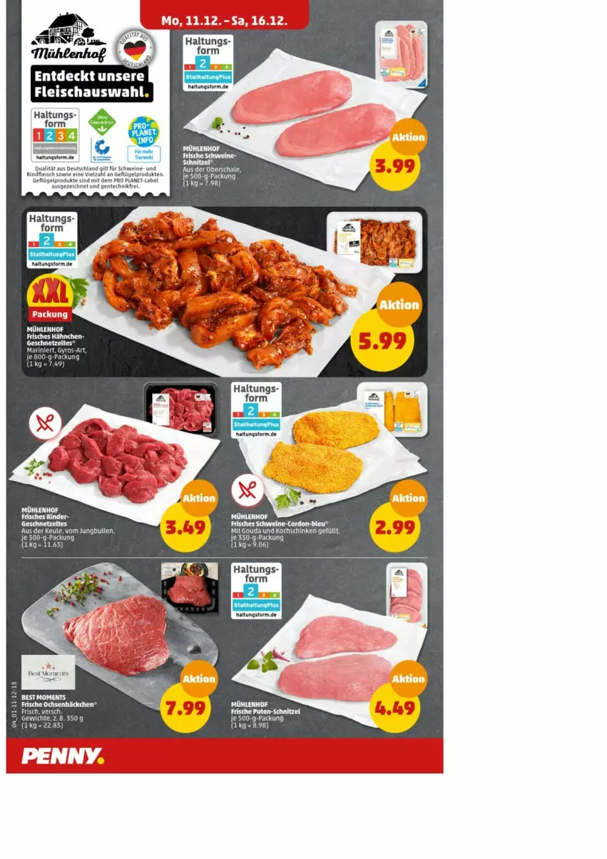 Aktueller Prospekt Penny - Prospekte - von 11.12 bis 16.12.2023 - strona 4 - produkty: eis, ente, fleisch, gyros, rind, rinder, rindfleisch, Schal, Schale, schwein, schweine, tee, Ti, wein, weine