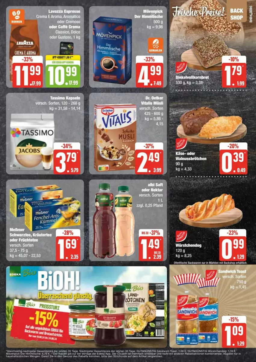 Aktueller Prospekt Edeka - Prospekte - von 17.08 bis 24.08.2024 - strona 15 - produkty: coupon, deka, eis, jacobs, reis, reiss, sandwich, sim, tassimo, Ti, toast, würstchen, ZTE