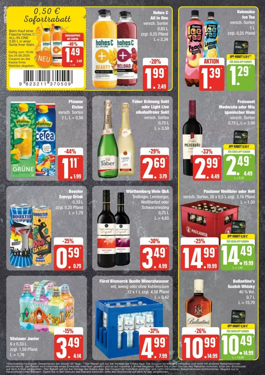 Aktueller Prospekt Edeka - Prospekte - von 17.08 bis 24.08.2024 - strona 18 - produkty: flasche, Hohes C, rel, sofortrabatt, tee, Ti