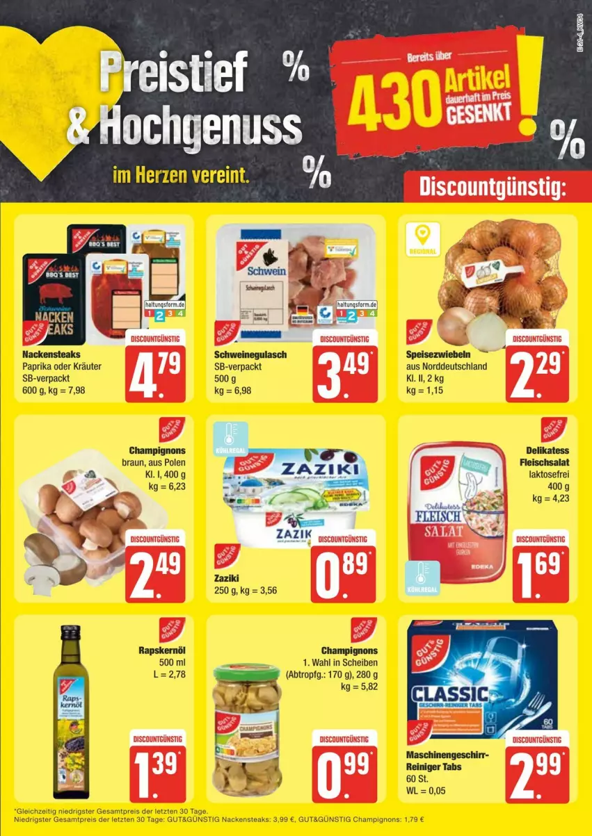 Aktueller Prospekt Edeka - Prospekte - von 17.08 bis 24.08.2024 - strona 21 - produkty: champignon, champignons, discount, eis, Nackensteak, nackensteaks, reis, steak, steaks, Ti, ZTE