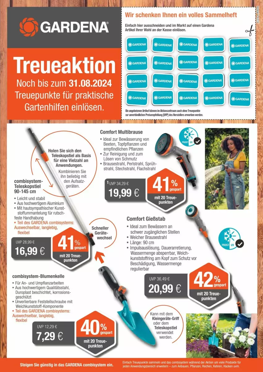 Aktueller Prospekt Edeka - Prospekte - von 17.08 bis 24.08.2024 - strona 23 - produkty: angebot, angebote, auer, blume, blumen, brause, eis, elle, ente, erde, gardena, lachs, Mantel, pflanze, pflanzen, Reinigung, reis, ring, rwe, Teleskop, teleskopstiel, teller, Ti, topf, wasser