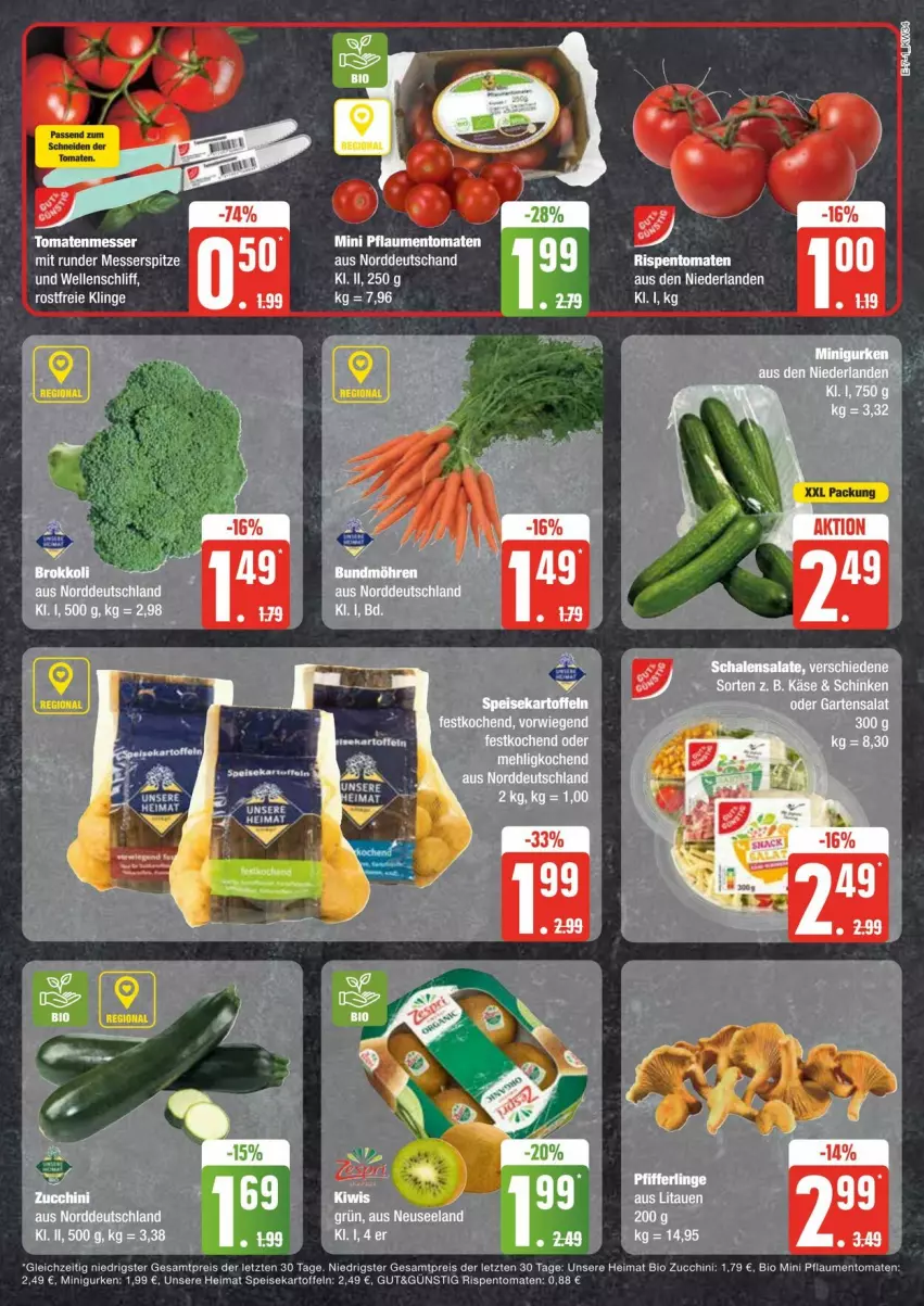 Aktueller Prospekt Edeka - Prospekte - von 17.08 bis 24.08.2024 - strona 7 - produkty: bio, eis, Elan, Garten, gurke, gurken, kartoffel, kartoffeln, Käse, messer, pflaume, pflaumen, reis, rispentomaten, salat, salate, Schal, Schale, schinken, speisekartoffeln, Ti, tomate, tomaten, ZTE, zucchini