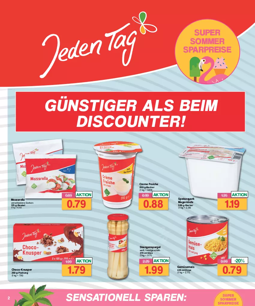 Aktueller Prospekt Famila - Prospekte - von 10.07 bis 15.07.2023 - strona 2 - produkty: Becher, beutel, creme, discount, eis, gemüsemais, mais, mozzarella, quark, reis, rel, spargel, speisequark, stangenspargel, Ti