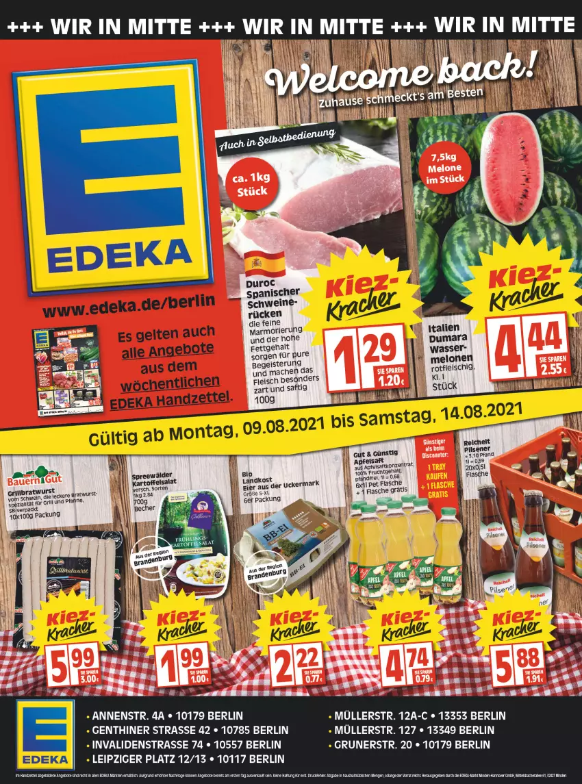 Aktueller Prospekt Edeka - Angebote der Woche - von 09.08 bis 14.08.2021 - strona 1