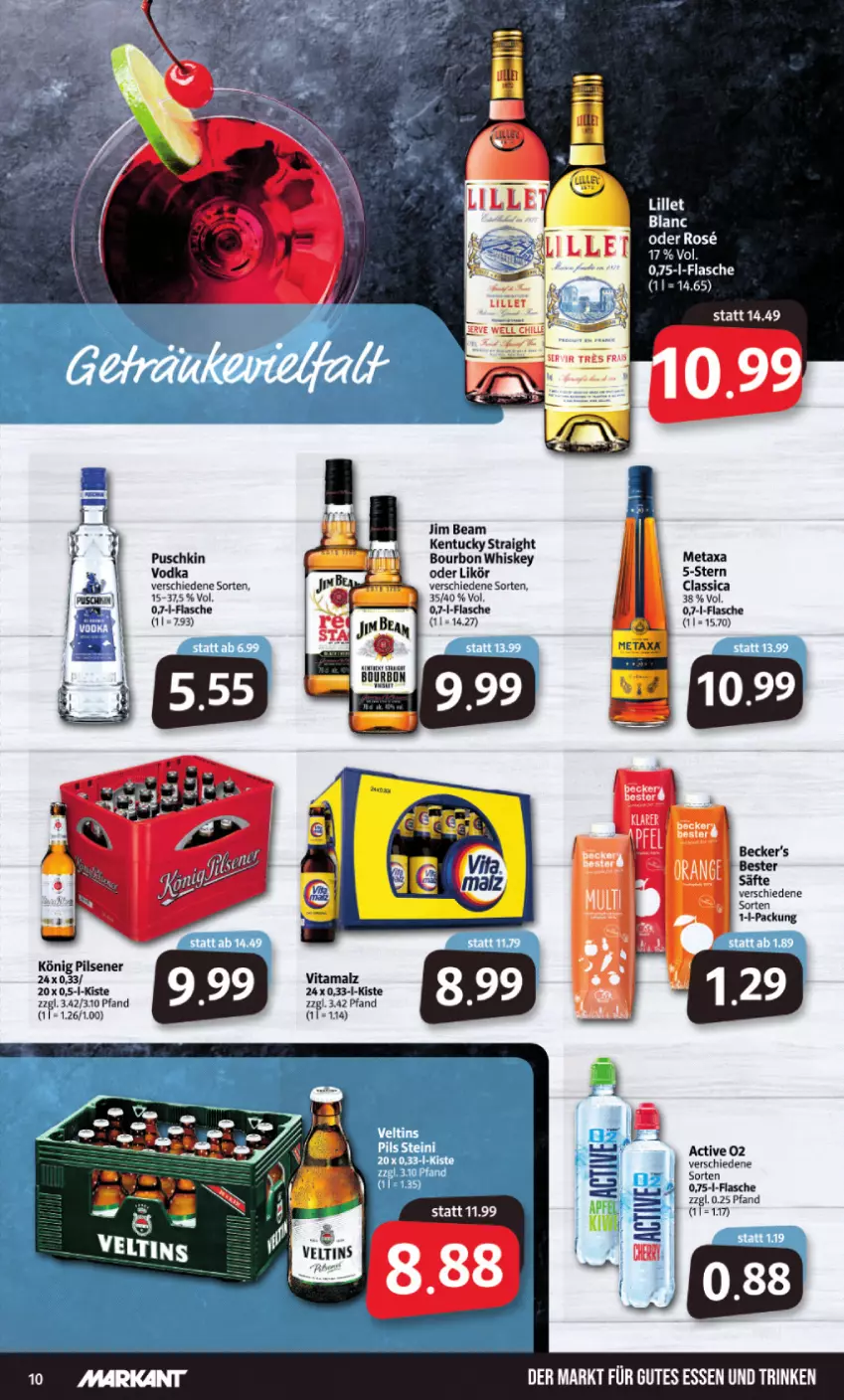 Aktueller Prospekt Markant - Prospekte - von 07.02 bis 12.02.2022 - strona 10 - produkty: bourbon, bourbon whiskey, flasche, jim beam, kentucky straight, könig pilsener, likör, malz, pils, pilsener, Ti, tuc, vita, vitamalz, vodka, whiskey