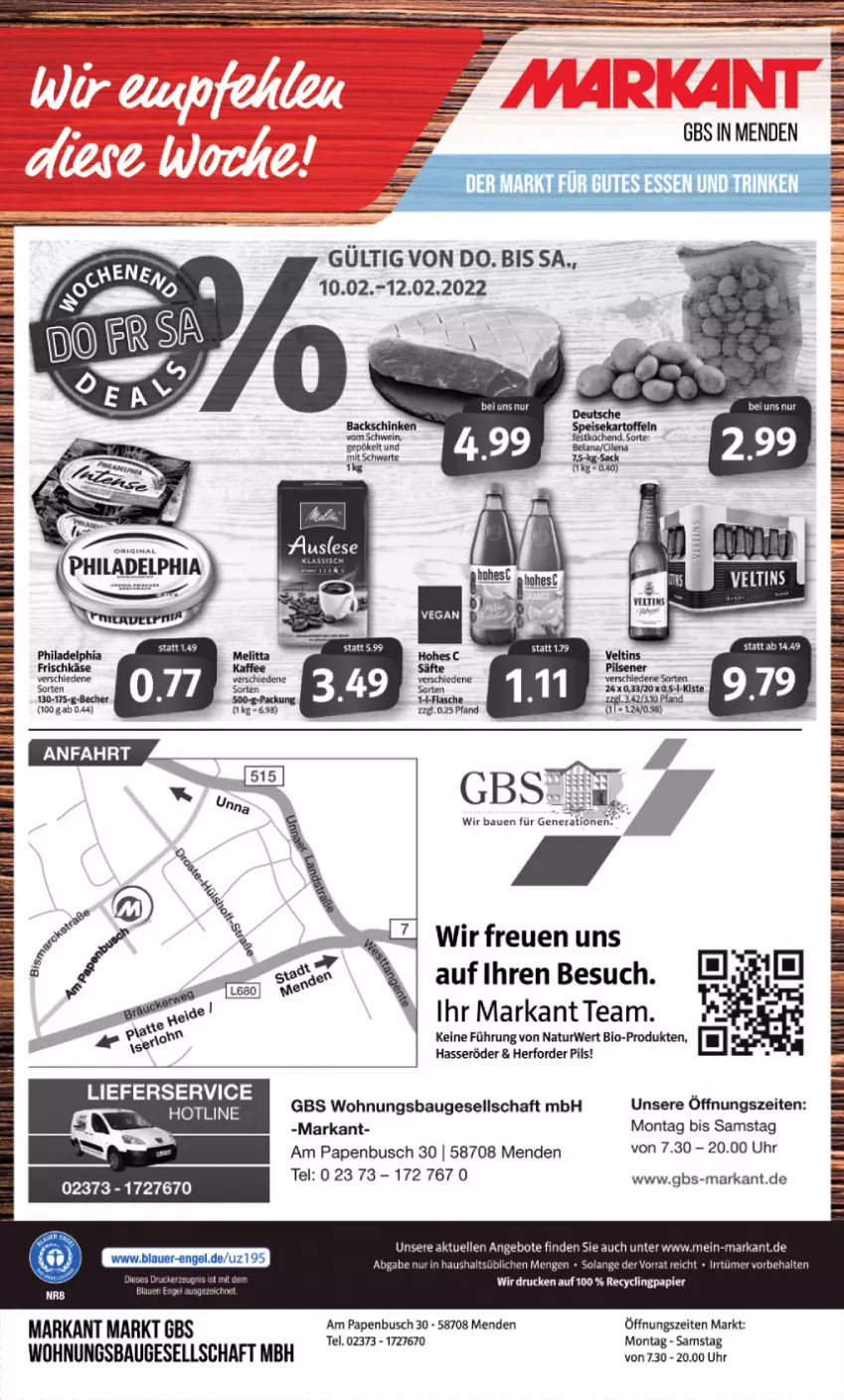 Aktueller Prospekt Markant - Prospekte - von 07.02 bis 12.02.2022 - strona 12 - produkty: angebot, angebote, Bau, bio, brie, Clin, elle, hasseröder, lieferservice, natur, papier, pils, rwe, Ti, uhr