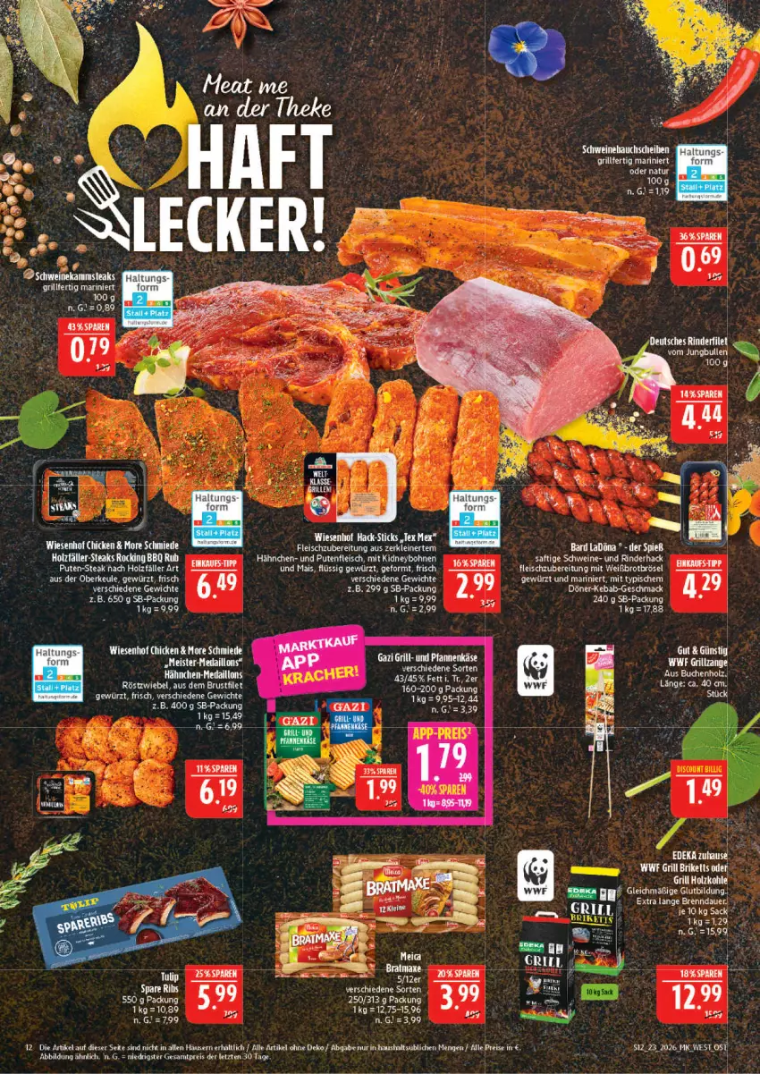 Aktueller Prospekt Marktkauf - Prospekt - von 31.05 bis 06.06.2026 - strona 12 - produkty: auer, bett, brustfilet, eier, eis, elle, filet, fleisch, gewürz, grill, grillzange, Holz, holzkohle, jungbullen, leine, mac, mais, medaillons, Meister, reis, rind, rinder, rinderfilet, sac, saft, schwein, schweine, spare ribs, steak, steaks, tee, Ti, wein, weine, ZTE, zwiebel