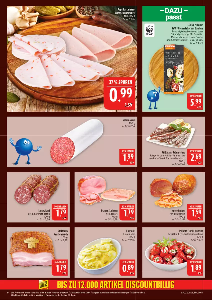 Aktueller Prospekt Marktkauf - Prospekt - von 31.05 bis 06.06.2026 - strona 14 - produkty: bambus, Bau, deka, eier, eiersalat, eis, elle, frischkäse, frischkäsezubereitung, honig, Honig-Senf, Käse, messer, Mini-Salami, nuss, paprika, reis, saft, salami, salat, schinken, schinkenwurst, senf, sim, snack, steinhaus, teller, Ti, wiltmann, wurst, ZTE