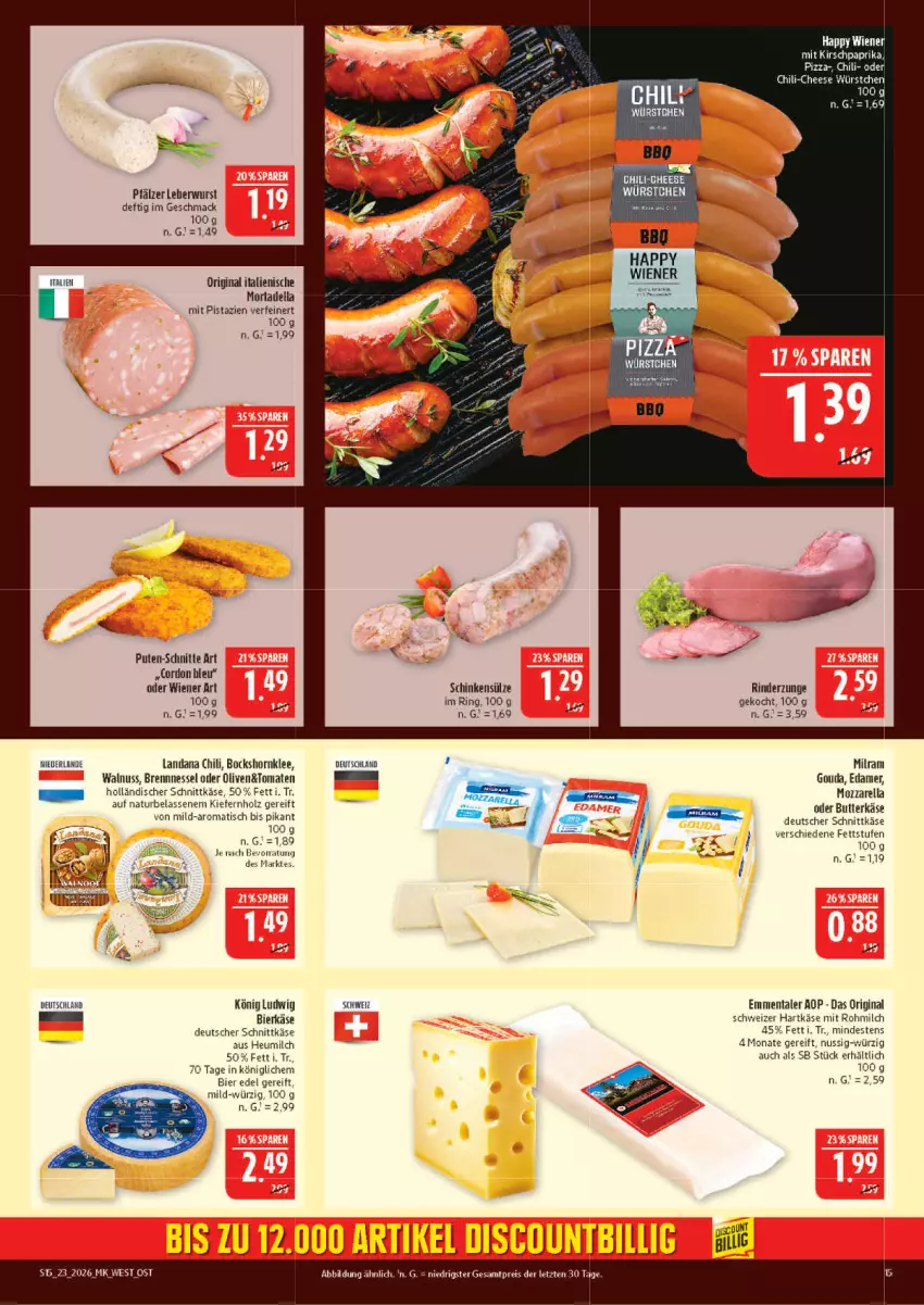 Aktueller Prospekt Marktkauf - Prospekt - von 31.05 bis 06.06.2026 - strona 15 - produkty: bier, butter, butterkäse, chili, cordon bleu, dell, deutscher schnittkäse, edamer, eis, emmentaler, gin, hartkäse, Heu, heumilch, holländischer schnittkäse, Holz, Käse, leberwurst, mac, milch, milram, mit pistazien, mortadella, mozzarella, natur, nuss, olive, oliven, pistazien, pute, reis, rel, rind, rinder, Rinderzunge, ring, schinken, schnittkäse, schweizer hartkäse, Ti, tisch, tomate, tomaten, walnuss, wiener, wurst, ZTE