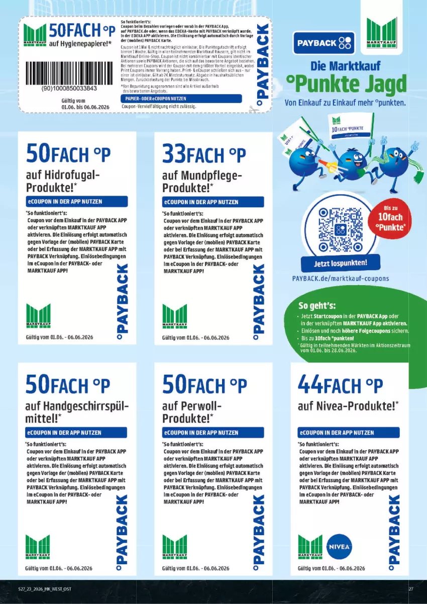 Aktueller Prospekt Marktkauf - Prospekt - von 31.05 bis 06.06.2026 - strona 27 - produkty: angebot, auto, coupon, coupons, deka, ente, geschirr, LG, nivea, papier, payback, perwoll, Rauch, Ti, tisch, Yo