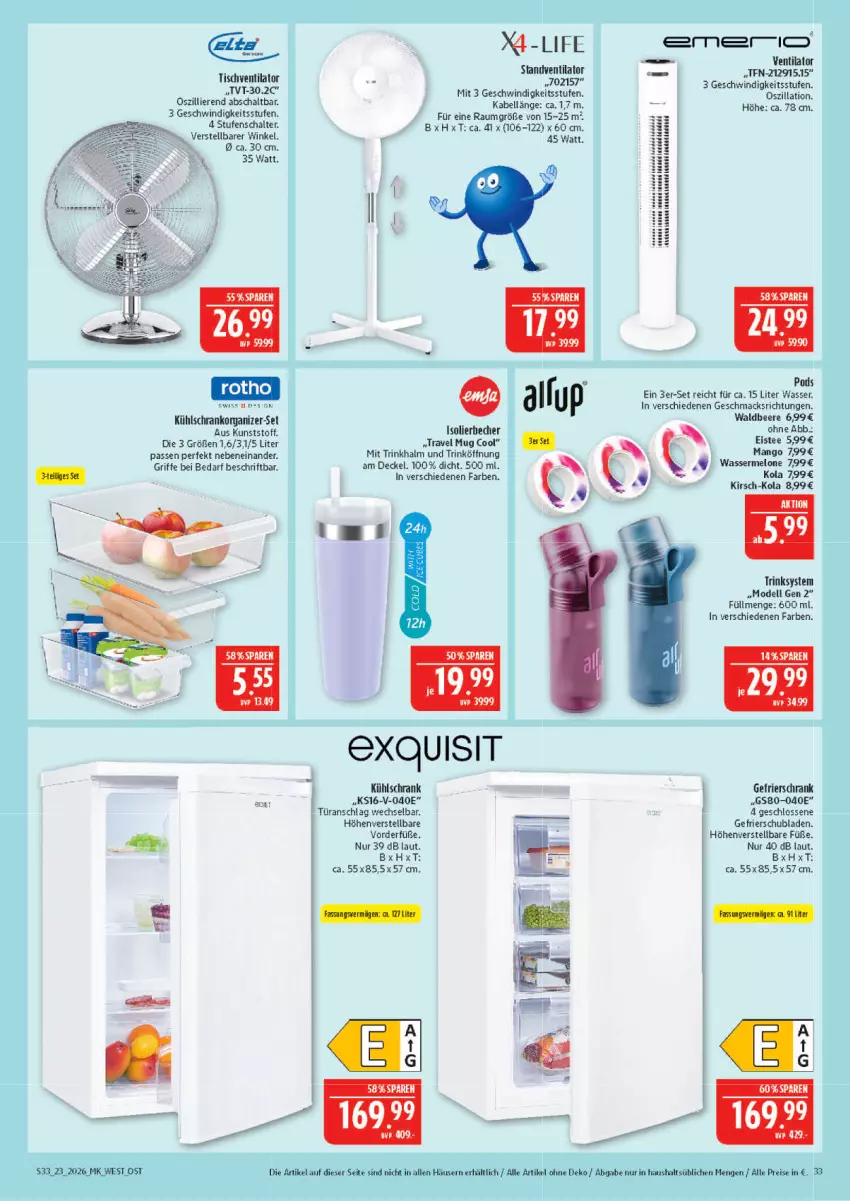 Aktueller Prospekt Marktkauf - Prospekt - von 31.05 bis 06.06.2026 - strona 33 - produkty: Becher, beere, decke, Deckel, dell, eis, eistee, gefrierschrank, isolierbecher, kühlschrank, mac, Mode, Schal, Schrank, schubladen, tee, Ti, tisch, tischventilator, travel mug, türanschlag wechselbar, ventilator, wasser