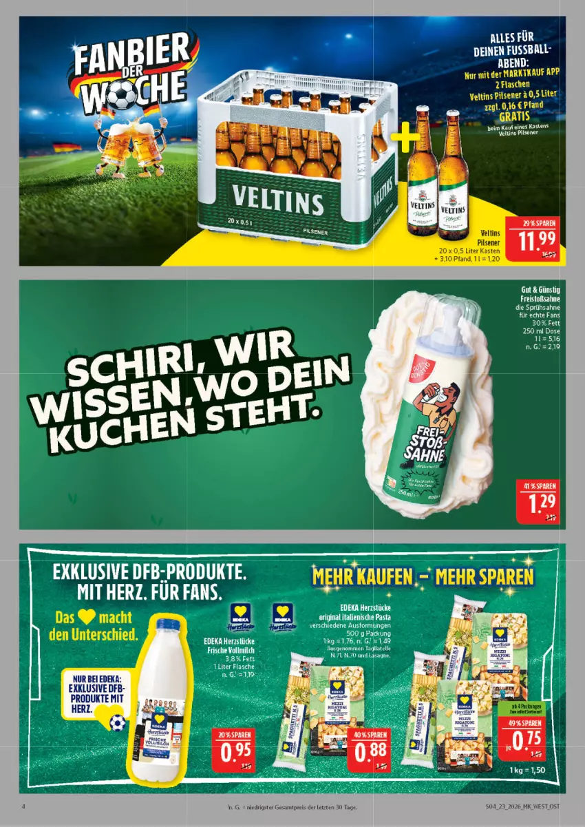 Aktueller Prospekt Marktkauf - Prospekt - von 31.05 bis 06.06.2026 - strona 4 - produkty: deka, eis, elle, flasche, pils, pilsener, reis, tagliatelle, Ti, veltins, veltins pilsener, ZTE