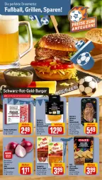 Gazetka promocyjna Rewe - Prospekte - Gazetka - ważna od 15.06 do 15.06.2024 - strona 4 - produkty: aust, ball, barbecue, burger, butcher's, butter, campofrio, chorizo, eier, eis, Elan, fleisch, Fußball, grill, hackfleisch, Käse, Kette, kräuter, kräuterbutter, marinade, minutenschnitzel, Nackensteak, nackensteaks, pfanne, pfannen, pfannenkäse, rezept, rezepte, rind, rinder, rinder-hackfleisch, schnitzel, schwein, Speisezwiebeln, steak, steaks, Tapas, Ti, und pfanne, wein, zwiebel, zwiebeln