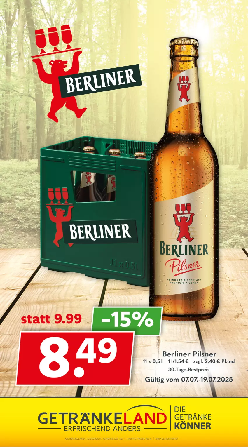 Aktueller Prospekt Getraenkeland - von 06.07 bis 18.07.2025 - strona 11 - produkty: berliner, bestpreis, eis, getränk, getränke, pils, pilsner, premium pils, reis, Ti
