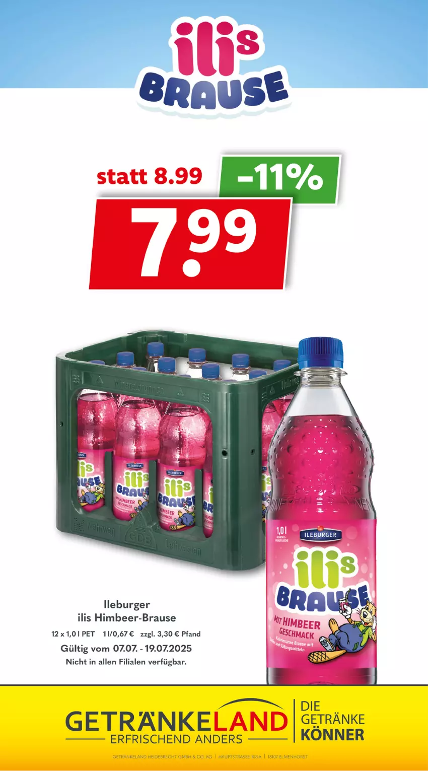 Aktueller Prospekt Getraenkeland - von 06.07 bis 18.07.2025 - strona 15 - produkty: brause, burger, Elan, getränk, getränke, himbeer, Ti