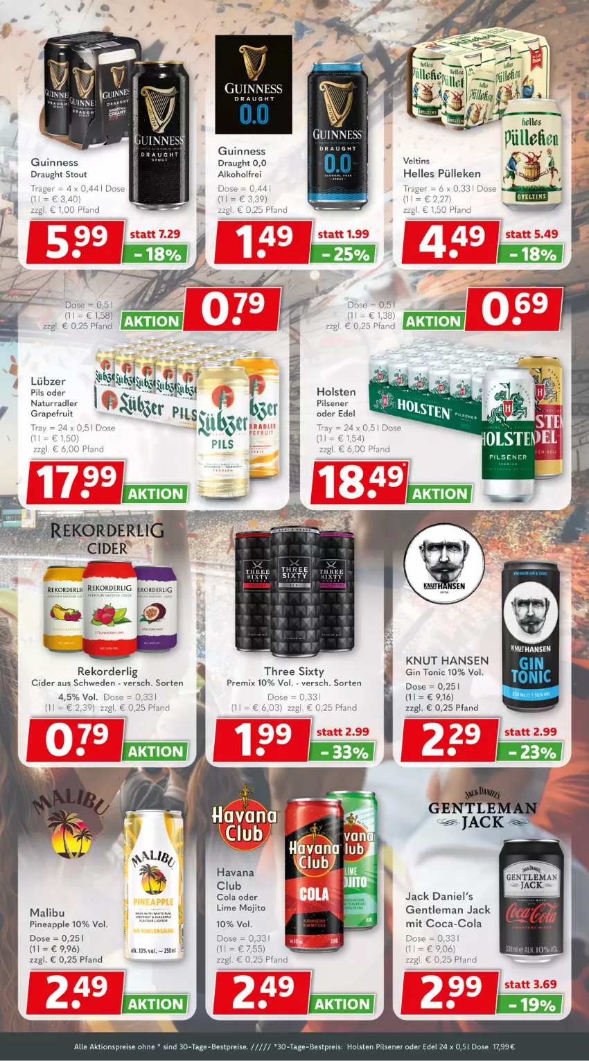 Aktueller Prospekt Getraenkeland - von 06.07 bis 18.07.2025 - strona 5 - produkty: aktionspreis, alkohol, Apple, bestpreis, bestpreise, Bose, cider, coca-cola, cola, eier, eis, elle, gin, Guinness, Havana Club, holsten, holsten pilsener, jack daniel, Jack Daniel’s, Malibu, mojito, pils, pilsener, reis, tee, Three Sixty, Ti, tonic