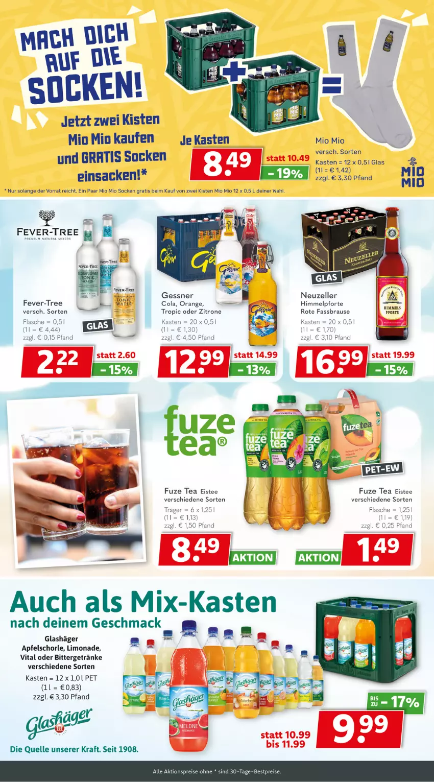 Aktueller Prospekt Getraenkeland - von 06.07 bis 18.07.2025 - strona 6 - produkty: aktionspreis, apfel, Apfelschorle, bestpreis, bestpreise, brause, cola, eis, eistee, elle, fassbrause, fever-tree, flasche, Gessner, getränk, getränke, kraft, limo, limonade, mac, Mio Mio, orange, reis, sac, schorle, socken, tee, Ti, vita, zitrone