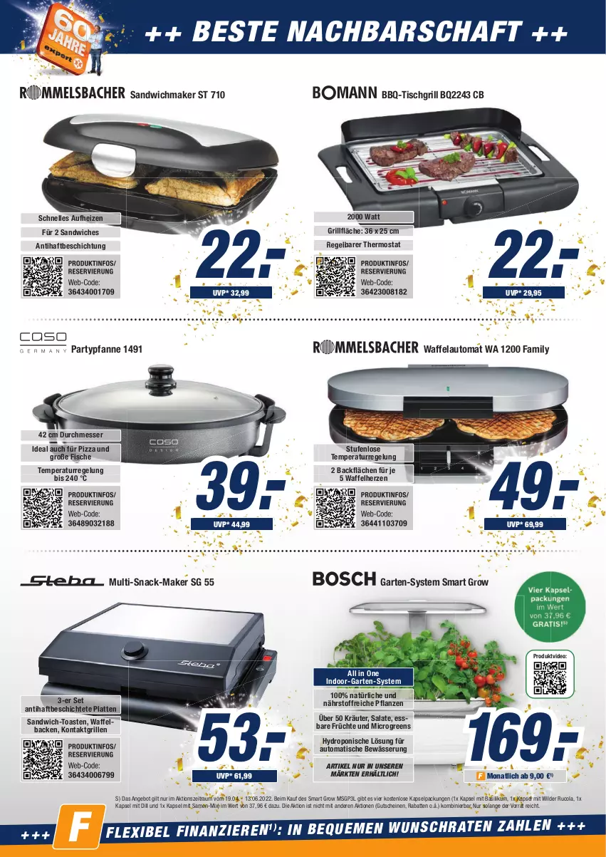 Aktueller Prospekt Expert Aurich - Prospekte - von 28.04 bis 04.05.2022 - strona 8 - produkty: angebot, auto, basilikum, cola, deo, elle, fisch, fische, früchte, Garten, grill, grillfläche, gutschein, gutscheine, kontaktgrill, kräuter, latte, messer, pfanne, pflanze, pflanzen, pizza, rucola, salat, salate, sandwich, snack, thermostat, Ti, tisch, tischgrill, toast, Wild