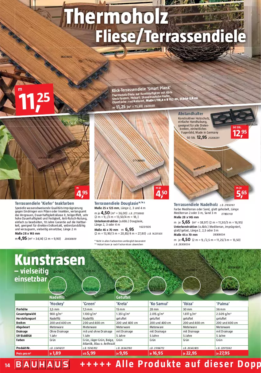 Aktueller Prospekt Bauhaus - Prospekte - von 26.02 bis 02.04.2022 - strona 14 - produkty: auer, Brei, eis, elle, Germ, Holz, holzschutz, kunstrasen, LG, pilze, rasen, reis, ring, rum, sekt, Spezi, Ti, wasser