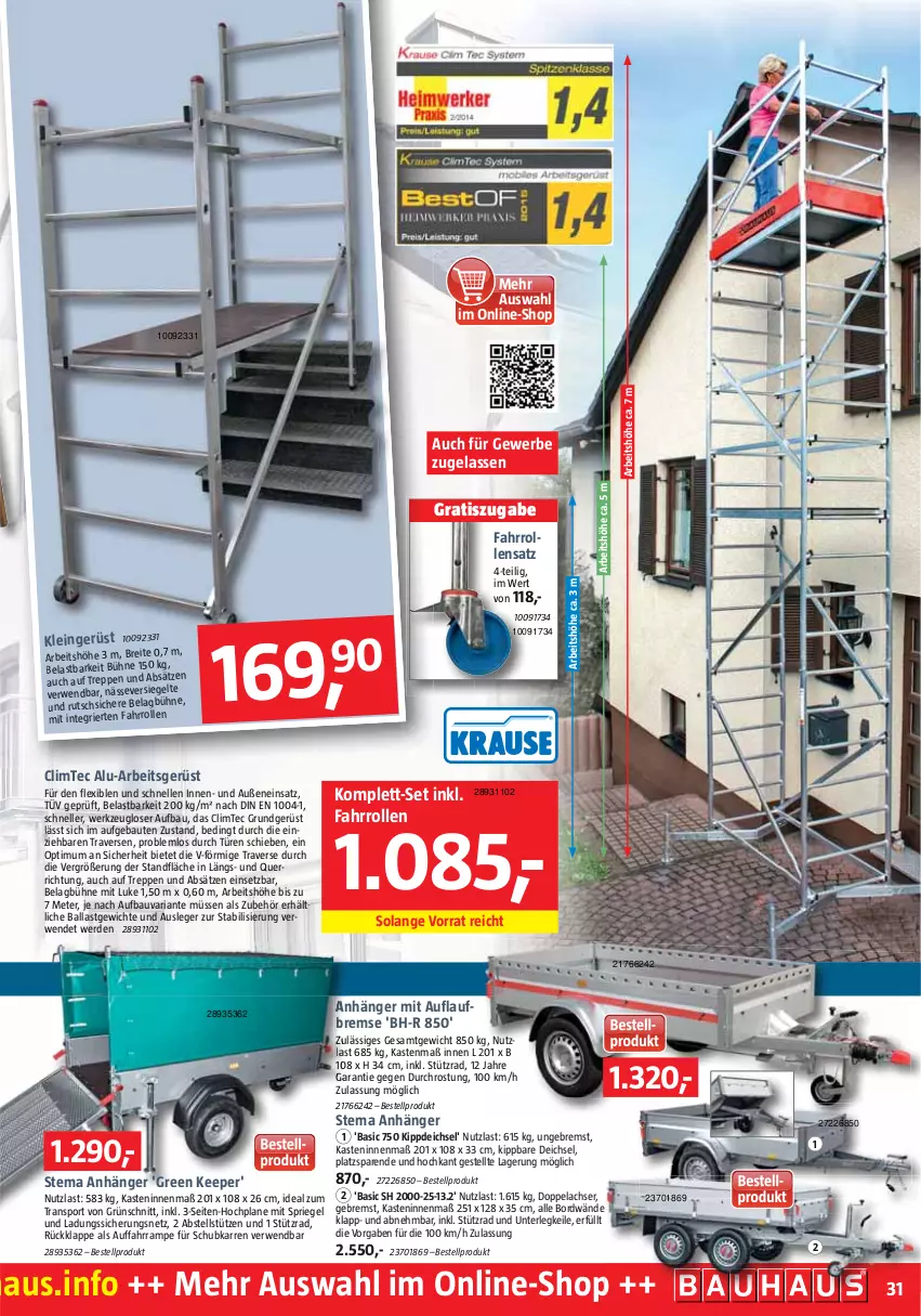 Aktueller Prospekt Bauhaus - Prospekte - von 26.02 bis 02.04.2022 - strona 31 - produkty: Anhänger, ball, Bau, bree, elle, erde, HP, lachs, Ria, riegel, rwe, Sport, Ti, werkzeug