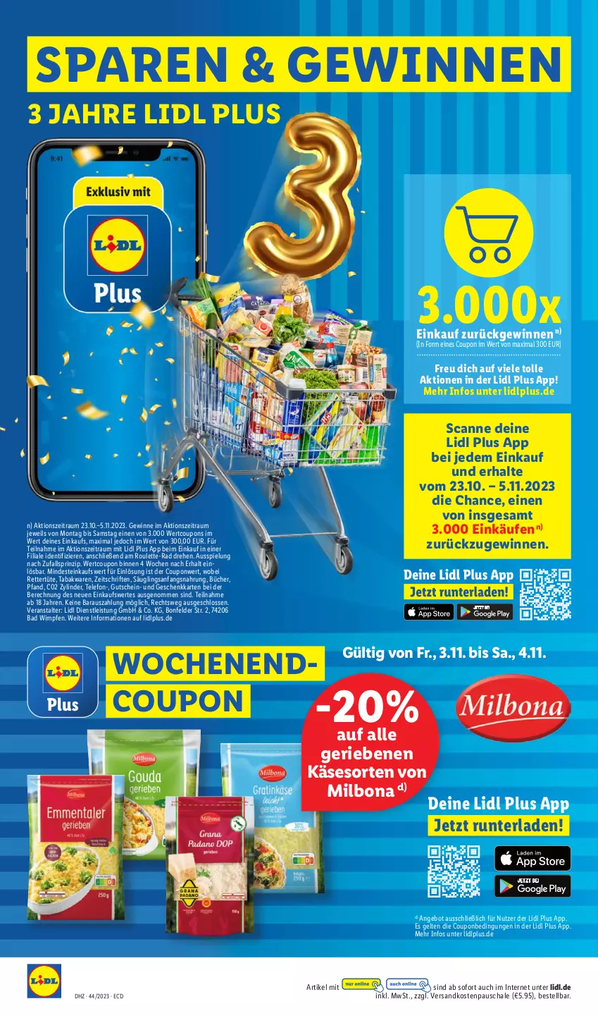 Aktueller Prospekt Lidl - Aktionsprospekt - von 30.10 bis 04.11.2023 - strona 12 - produkty: angebot, Bad, Bona, coupon, coupons, eis, gutschein, Käse, Milbona, ndk, Schal, Schale, telefon, Ti, Tüte