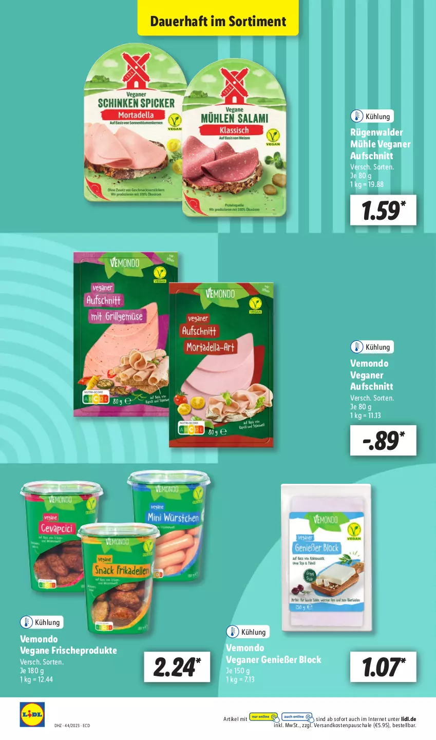 Aktueller Prospekt Lidl - Aktionsprospekt - von 30.10 bis 04.11.2023 - strona 18 - produkty: auer, aufschnitt, ndk, rügenwalder, rügenwalder mühle, Schal, Schale, Ti