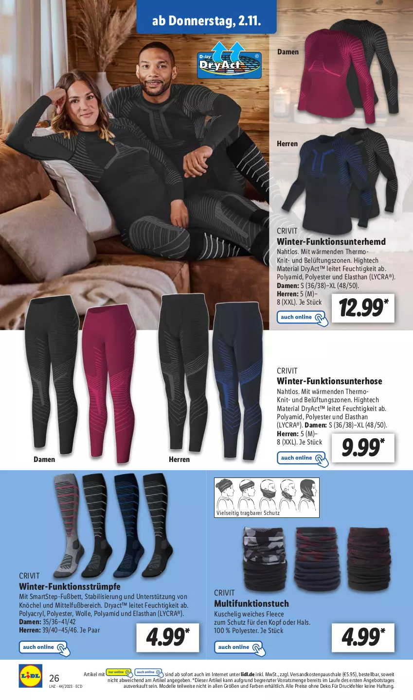 Aktueller Prospekt Lidl - Aktionsprospekt - von 30.10 bis 04.11.2023 - strona 36 - produkty: angebot, bett, crivit, dell, eis, elle, hemd, hose, Mode, ndk, reis, Ria, Schal, Schale, Ti, tuc, Unterhemd, wolle, ZTE