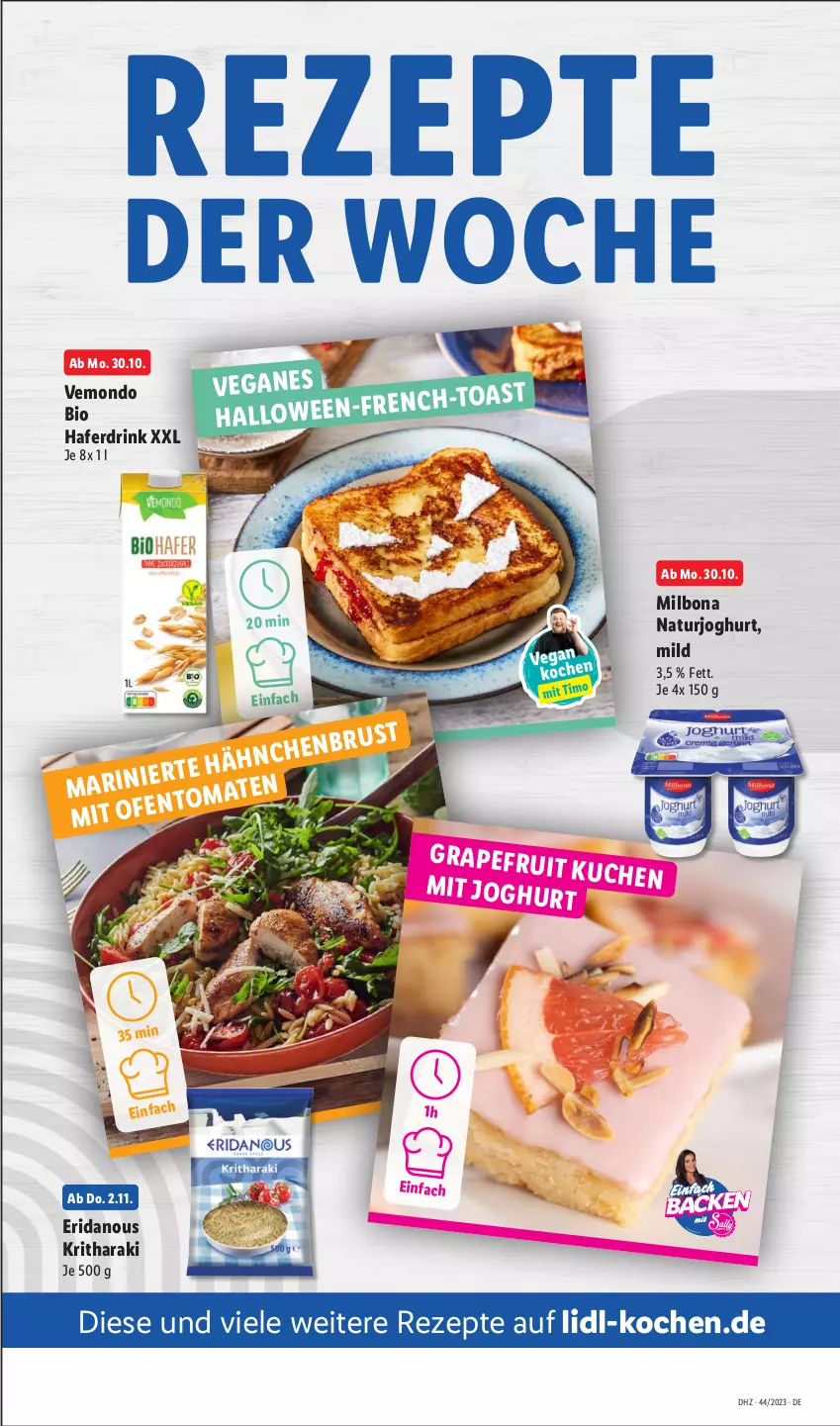 Aktueller Prospekt Lidl - Aktionsprospekt - von 30.10 bis 04.11.2023 - strona 7 - produkty: bio, Bona, drink, hafer, Haferdrink, joghur, joghurt, Milbona, natur, naturjoghurt, rezept, rezepte, toast, tomate, tomaten