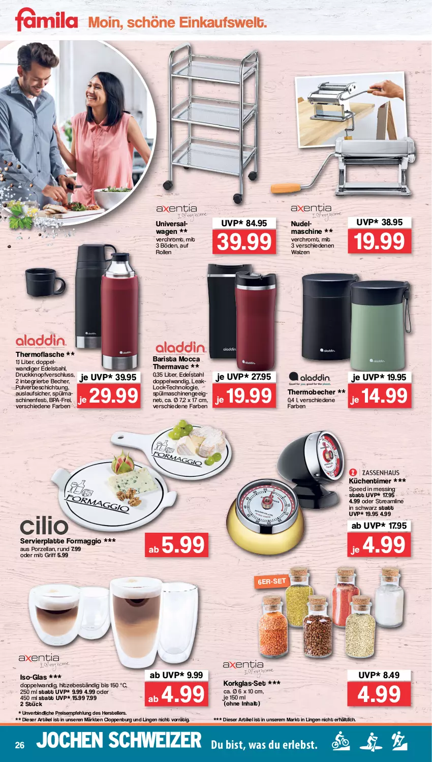 Aktueller Prospekt Famila - Prospekte - von 29.08 bis 03.09.2022 - strona 26 - produkty: Becher, edelstahl, eis, elle, flasche, küche, Küchen, Küchentimer, latte, maggi, nudel, reis, spee, spülmaschinen, teller, Ti, timer